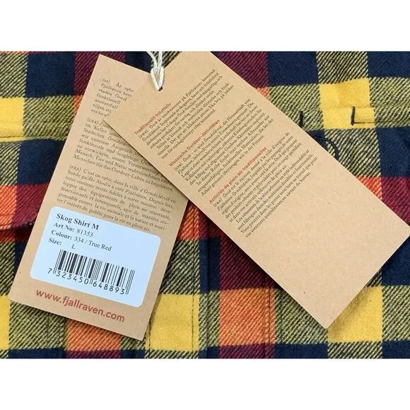 Fjallraven Flannel Shirt Mens Large Red Plaid Skog Slim Fit Long Sleeve Outdoor - Picture 7 of 10